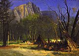Albert Bierstadt Famous Paintings - Indians in Council, California